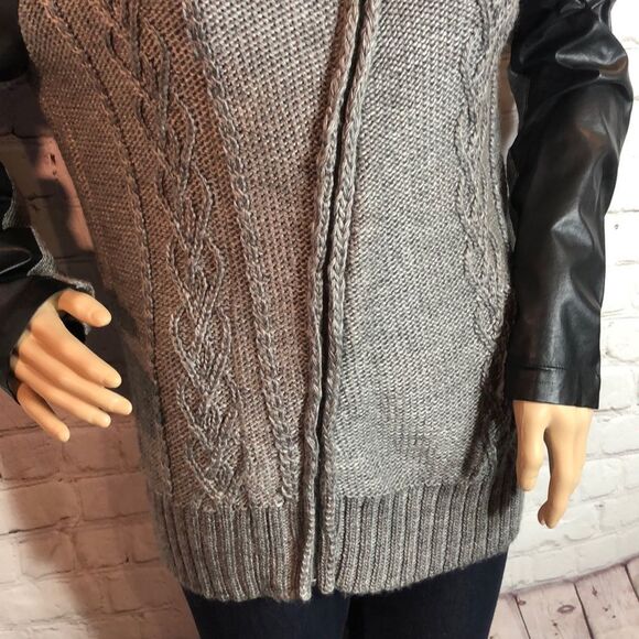 Sparkle & Fade Anthropologie Moto Style Gray Black Zip Front Sweater Large L - Picture 5 of 10